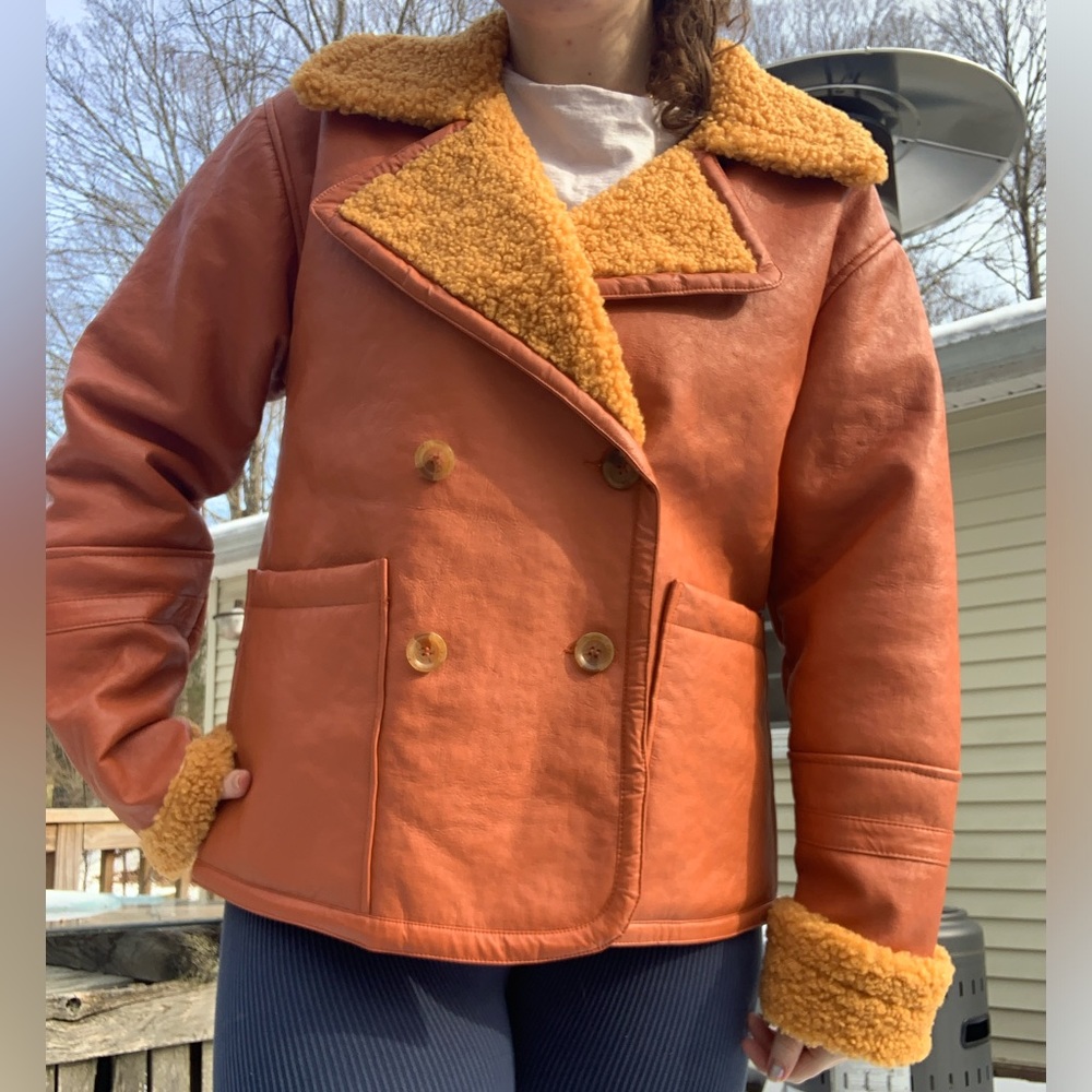 Free People vegan leather and sherpa jacket - Picture 4 of 6